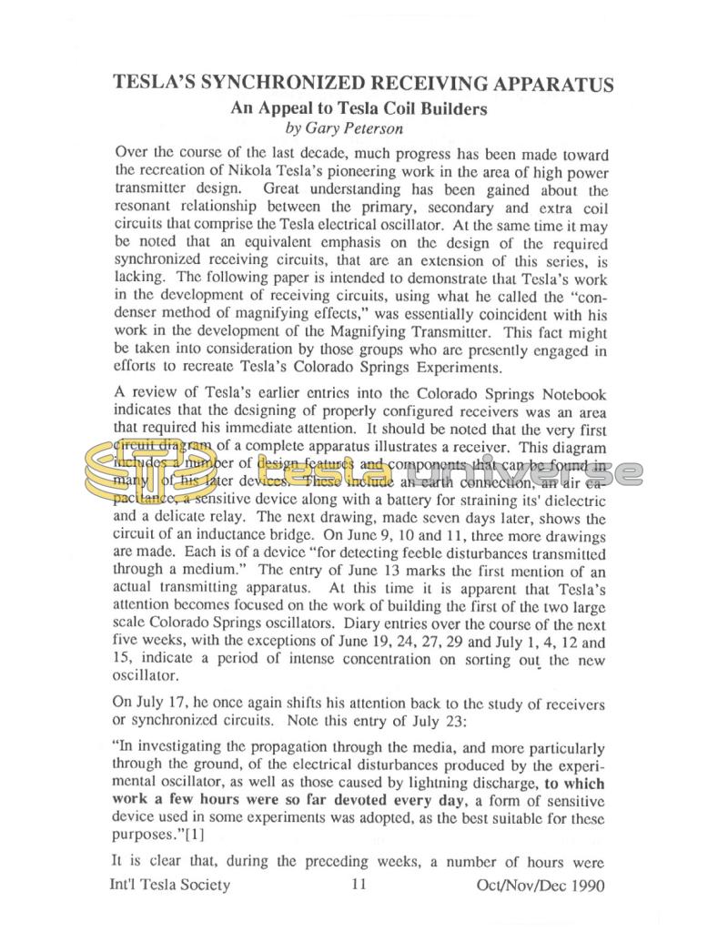 Preview of Tesla's Synchronized Receiving Apparatus article