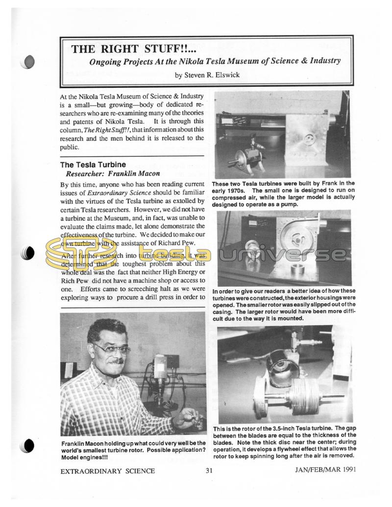 Preview of Ongoing Projects at the Nikola Tesla Museum of Science & Industry (Jan. 1991) article