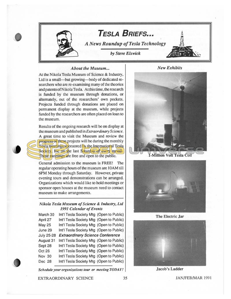 Preview of Tesla Briefs... A News Roundup of Tesla Technology (Jan. 1991) article