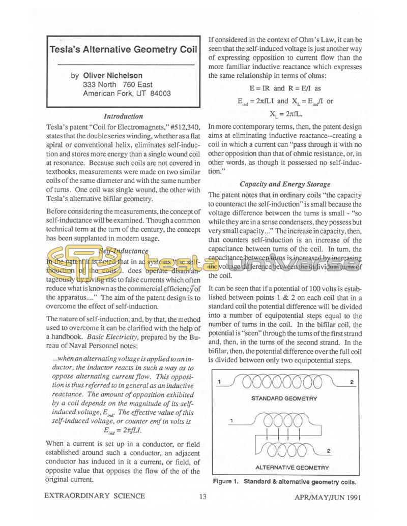 Preview of Tesla's Alternative Geometry Coil article