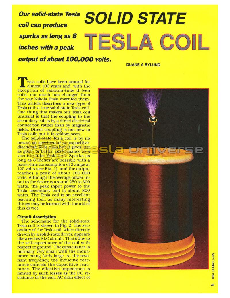 Preview of Solid State Tesla Coil article