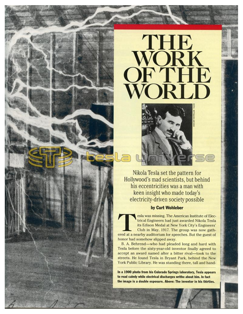 Preview of Nikola Tesla: The Work of the World article