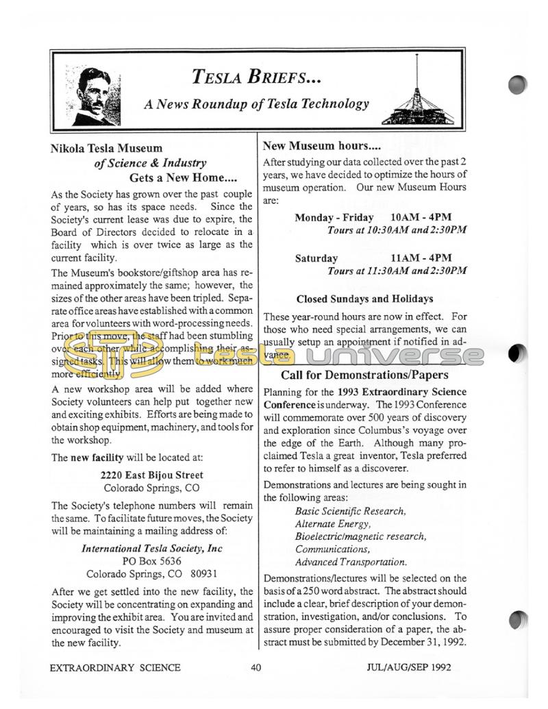 Preview of Tesla Briefs... A News Roundup of Tesla Technology (July 1992) article