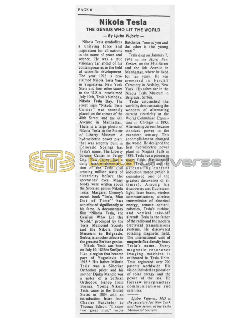 Preview of Nikola Tesla: The Genius Who Lit the World (Article) article