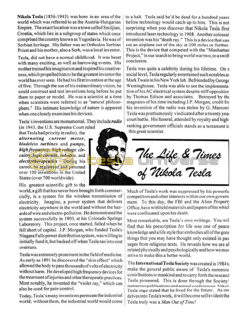 Preview of The Life and Times of Nikola Tesla (Extraordinary Science) article