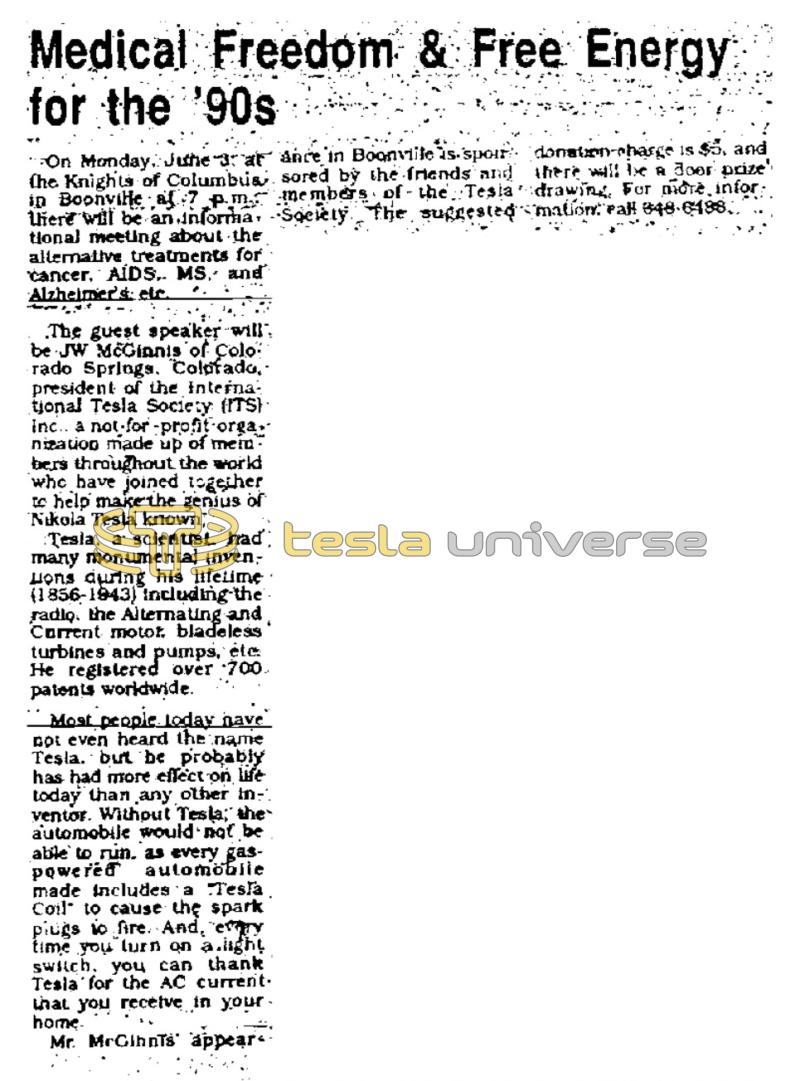 Preview of Medical Freedom & Free Energy for the '90s article