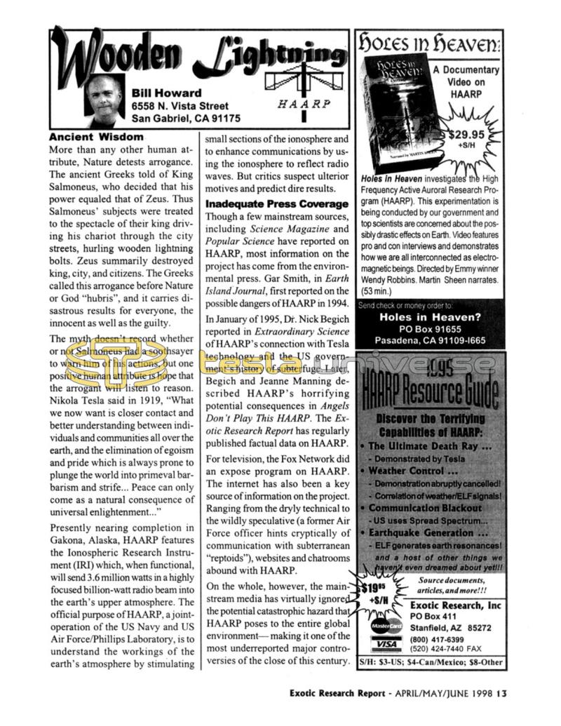 Preview of HAARP: Wooden Lightning article