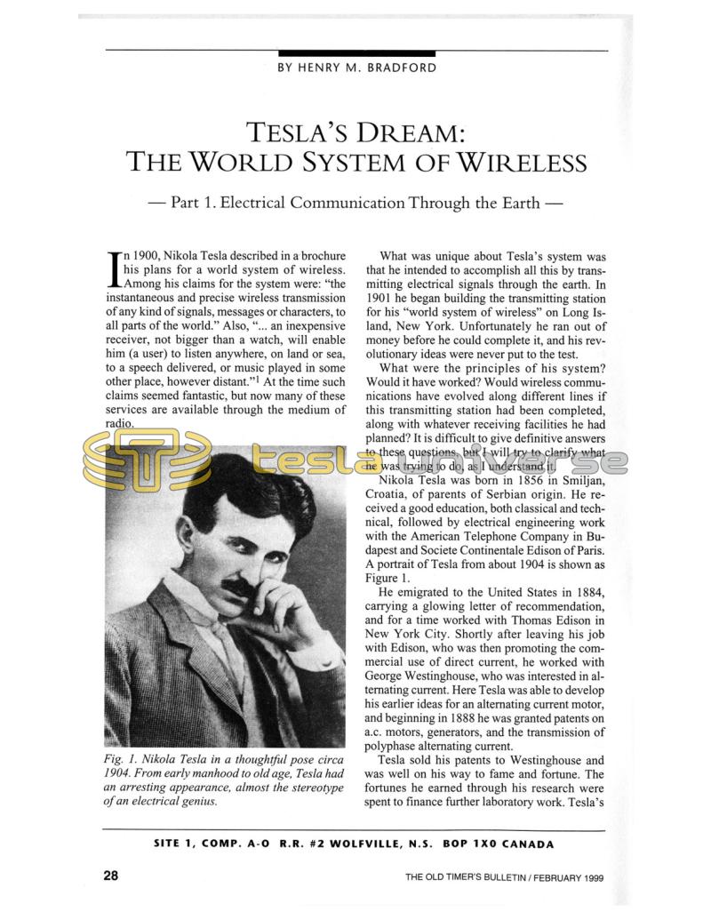 Preview of Tesla's Dream: The World System of Wireless - Part 1 article