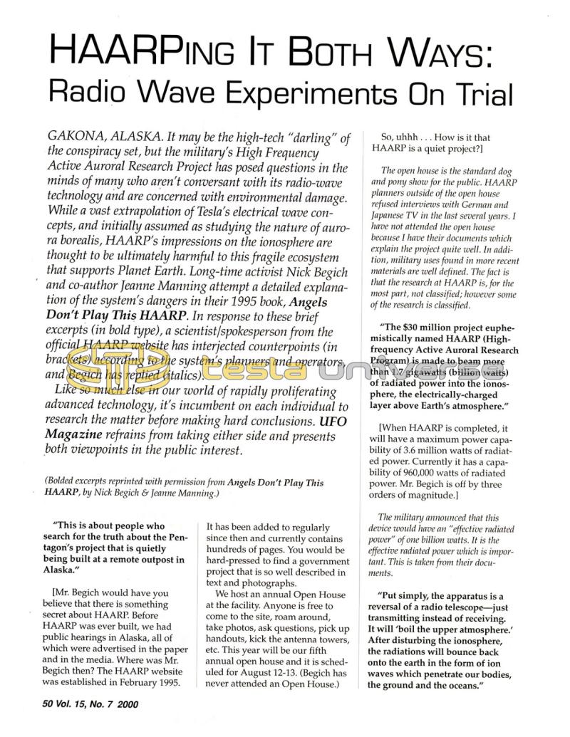 Preview of HAARPing It Both Ways: Radio Wave Experiments on Trial article