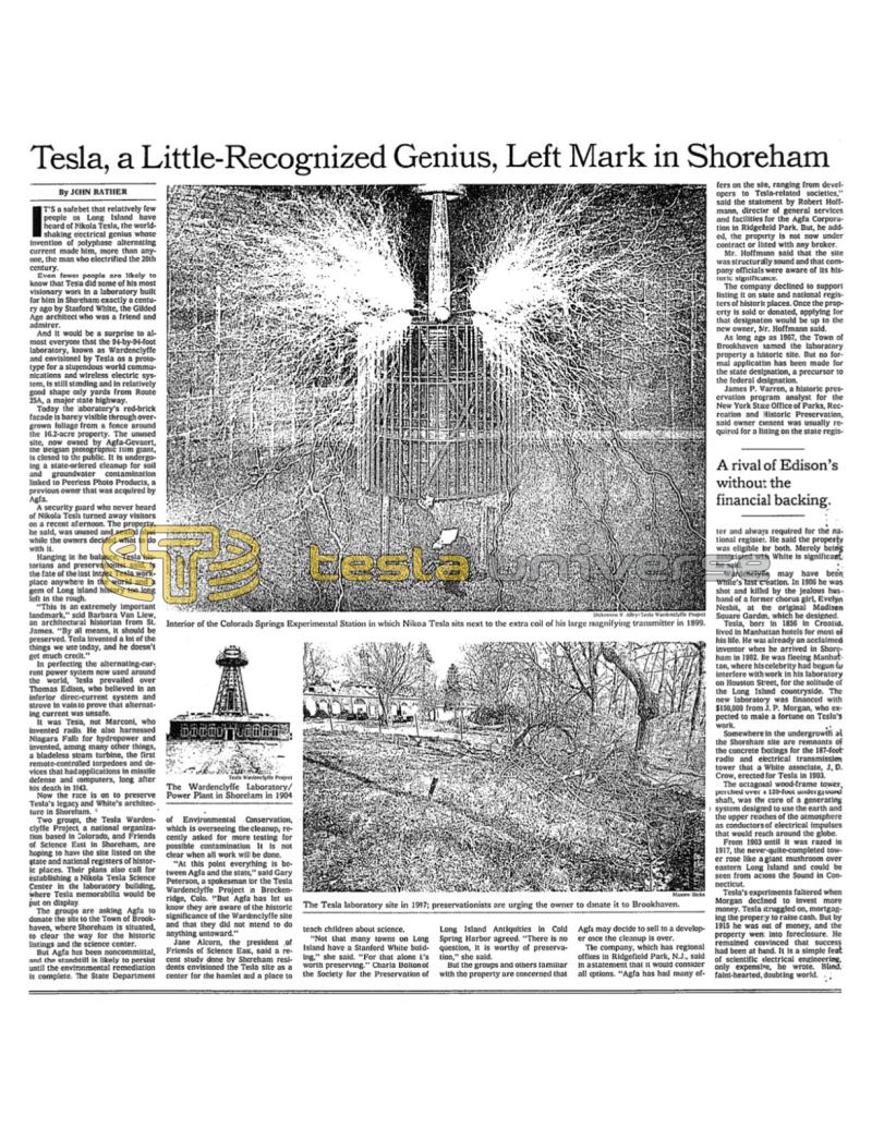 Preview of Tesla, a Little-Recognized Genius, Left Mark in Shoreham article
