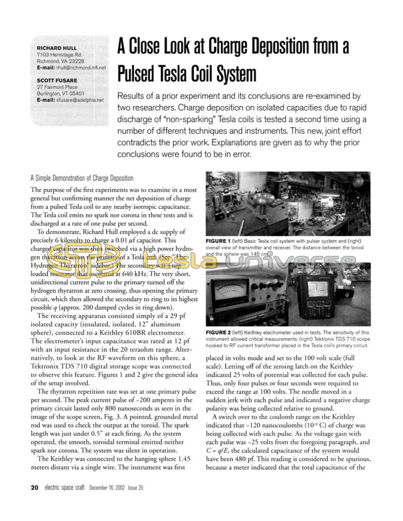 Preview of A Close Look at Charge Deposition from a Pulsed Tesla Coil System article