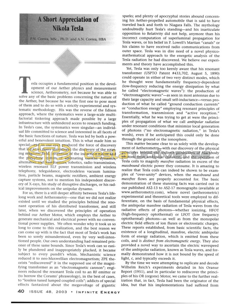 Preview of A Short Appreciation of Nikola Tesla article
