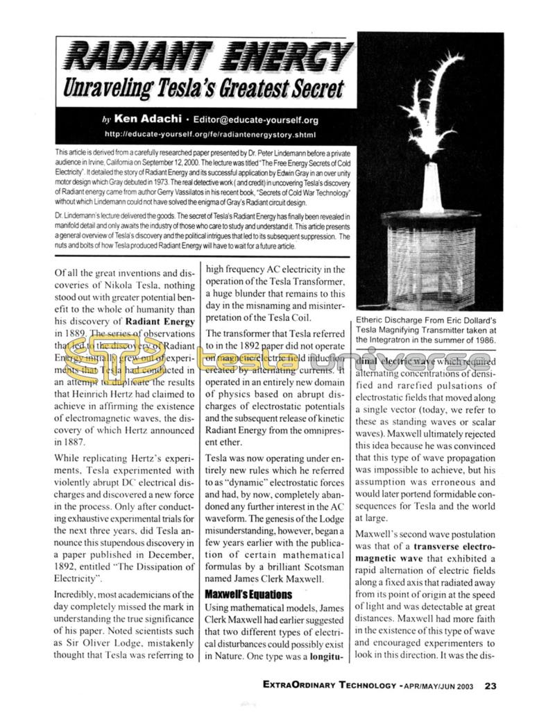 Preview of Radiant Energy - Unraveling Nikola Tesla's Greatest Secret article