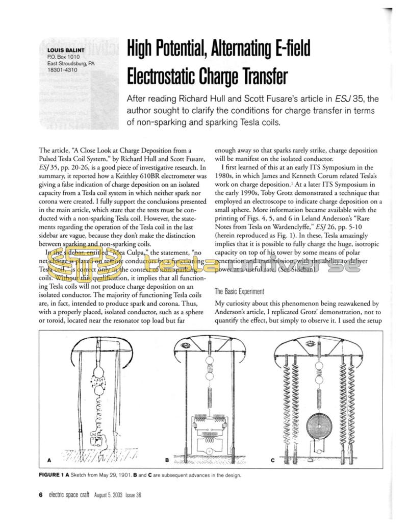 Preview of Tesla Coil High Potential, Alternating E-field Electrostatic Charge Transfer article