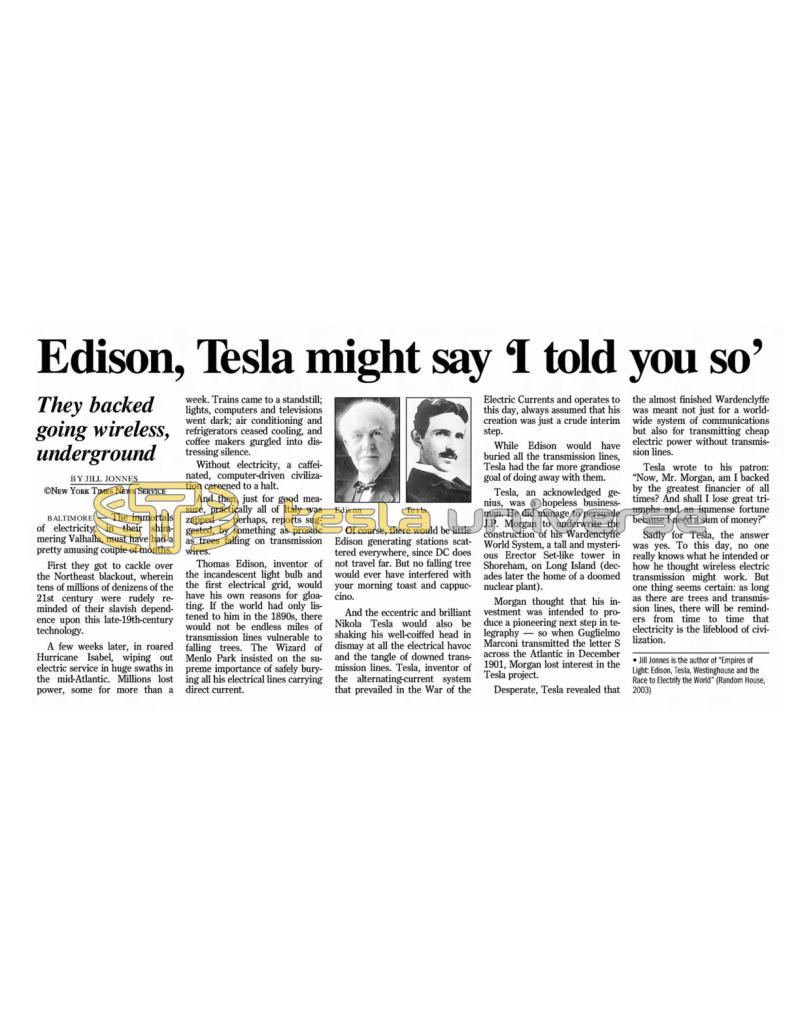 Preview of Edison, Tesla Might Say, "I Told You So" article