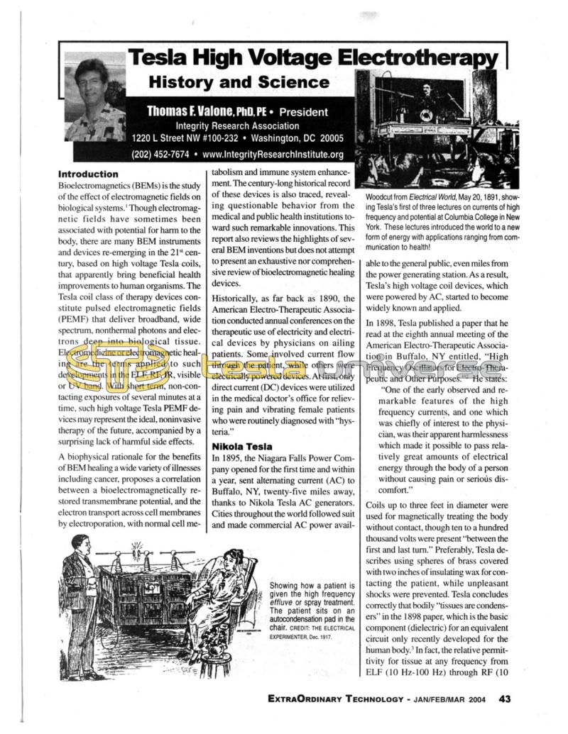 Preview of Tesla High Voltage Electrotherapy - History and Science article