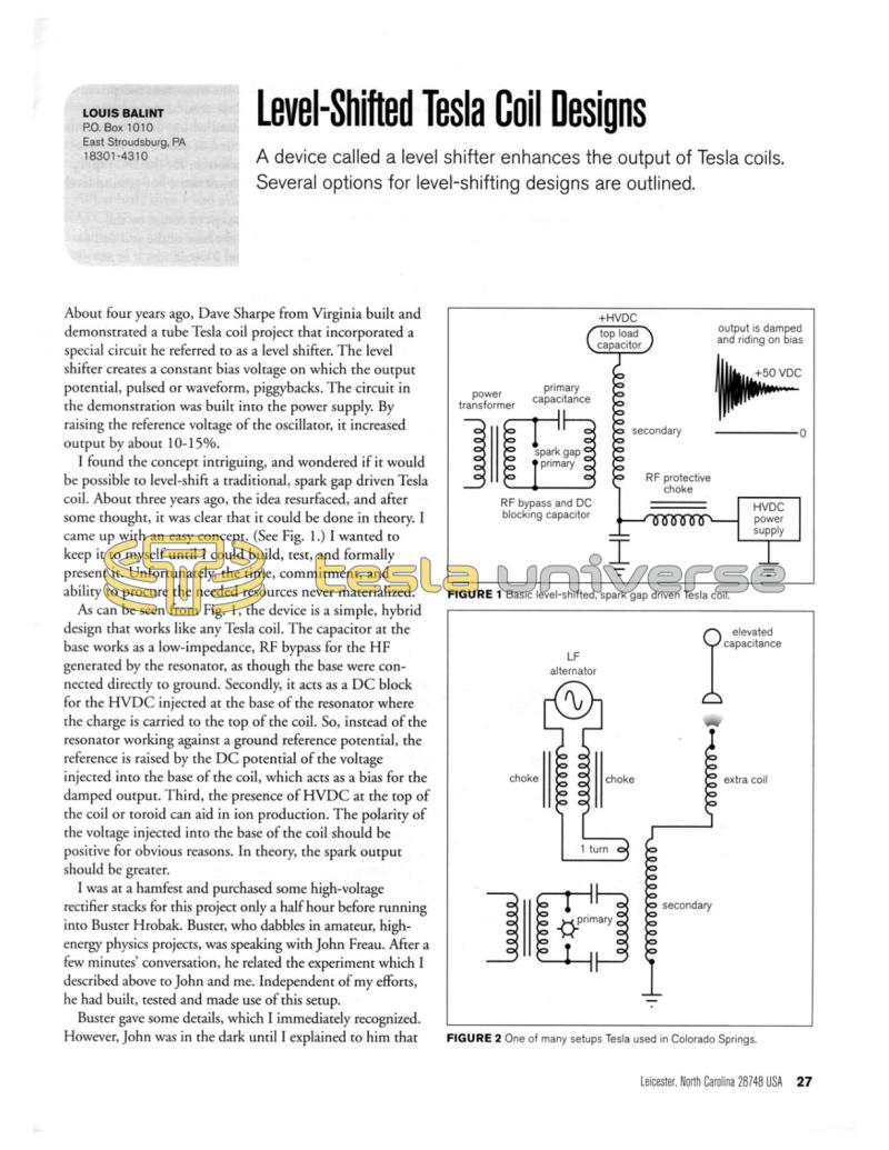 Preview of Level-Shifted Tesla Coil Designs article