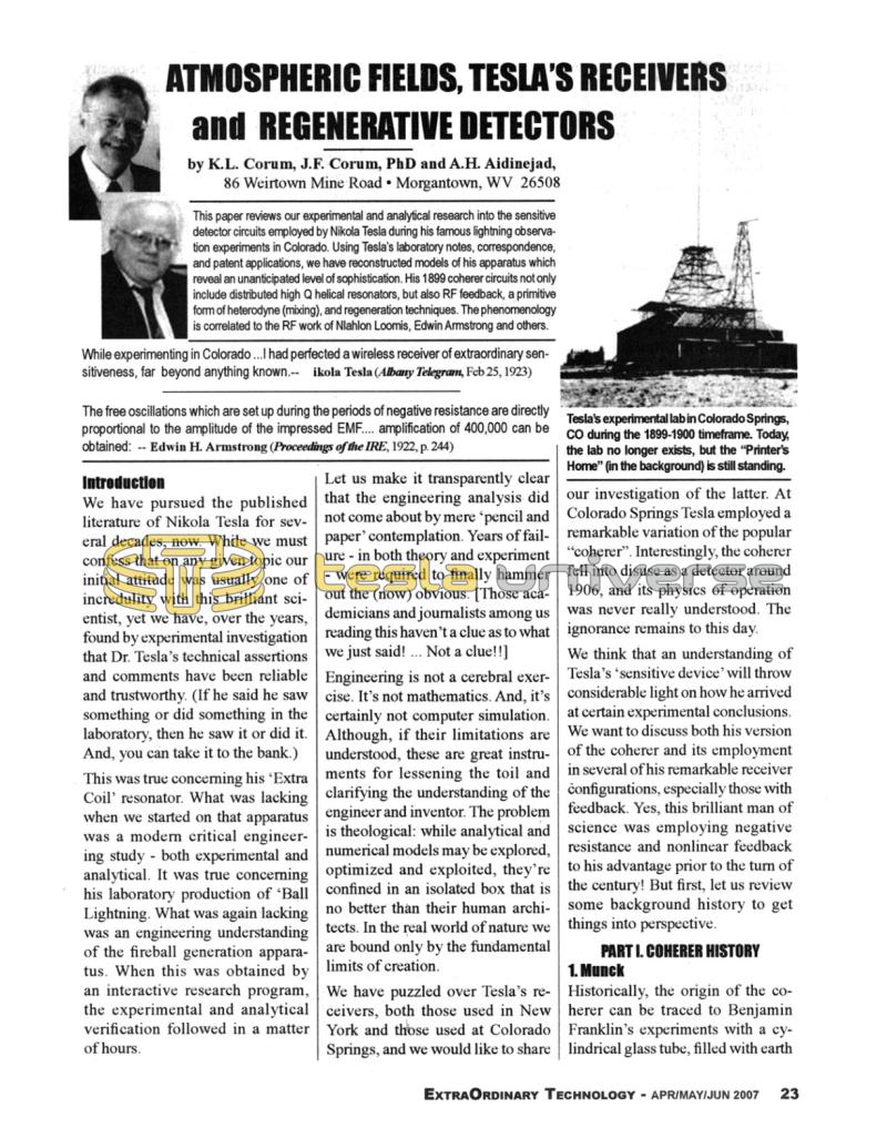 Preview of Atmospheric Fields, Tesla's Receivers and Regenerative Detectors article