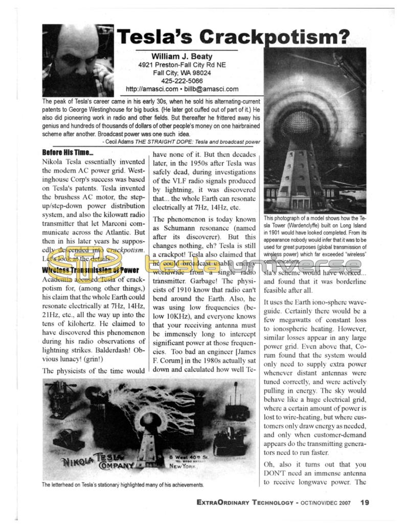 Preview of Nikola Tesla’s Crackpotism? article