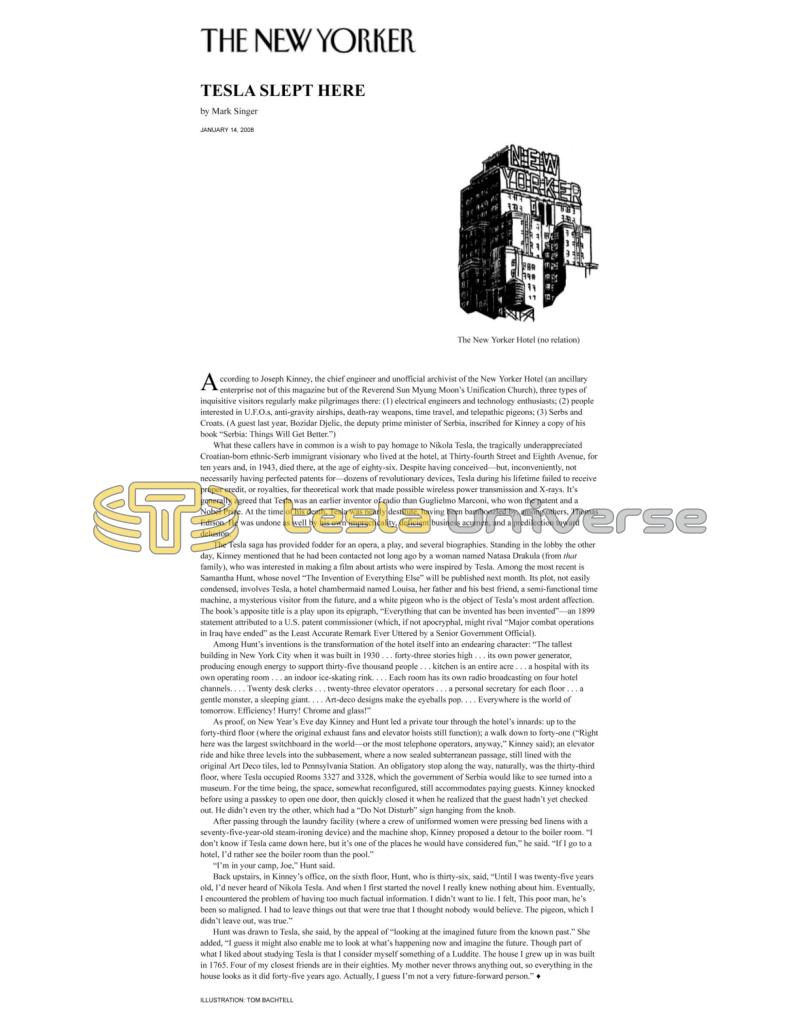 Preview of Tesla Slept Here article