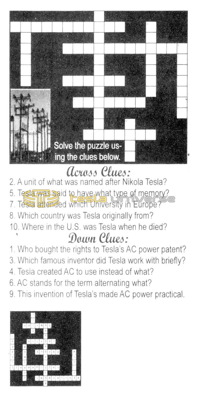 Tesla's Crossword Puzzle