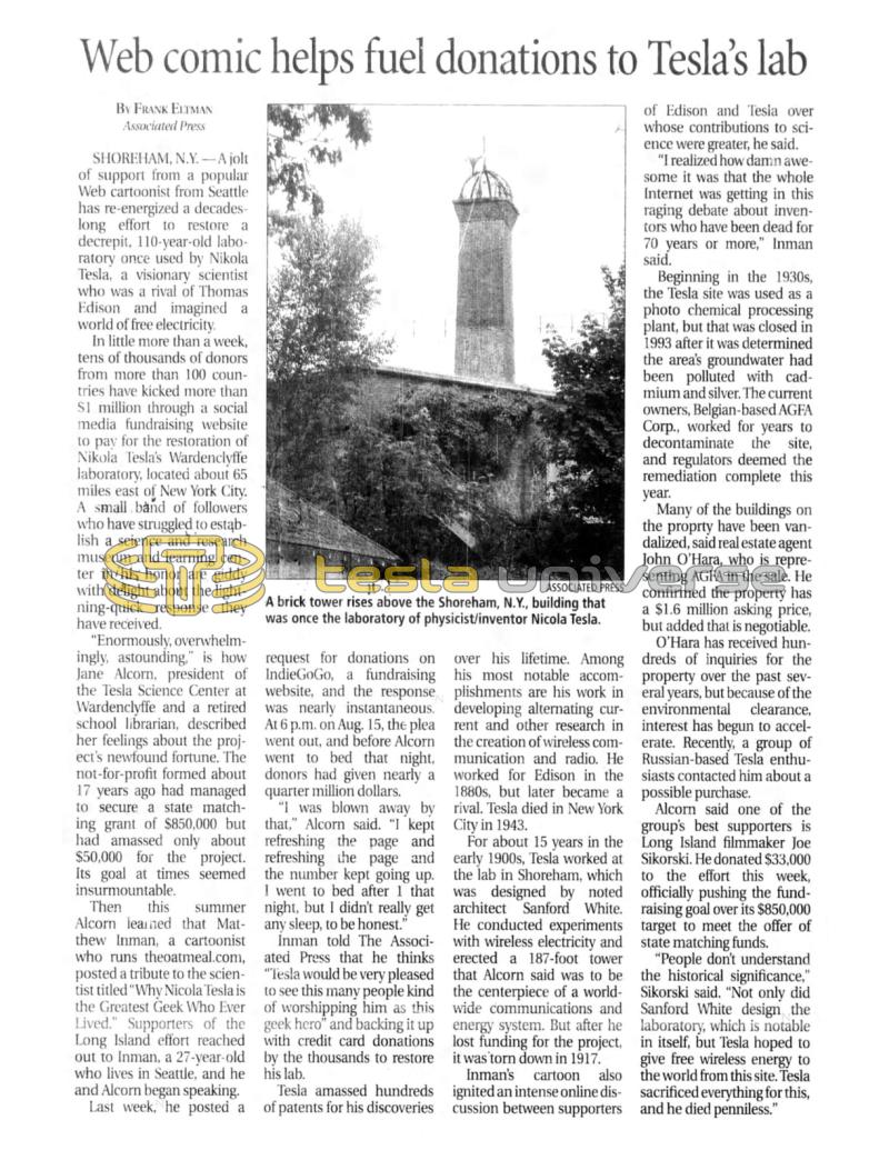 Preview of Web Comic Helps Fuel Donations to Tesla's Lab article