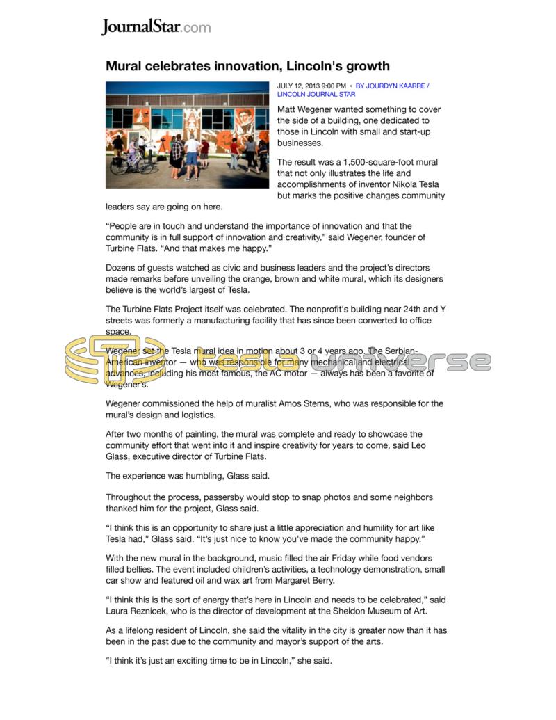 Preview of Nikola Tesla Mural Celebrates Innovation, Lincoln’s Growth article