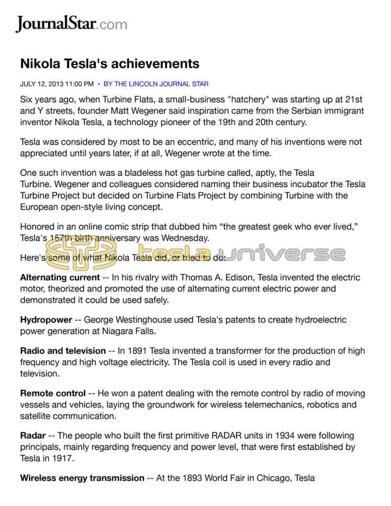 Preview of Nikola Tesla's Achievements article