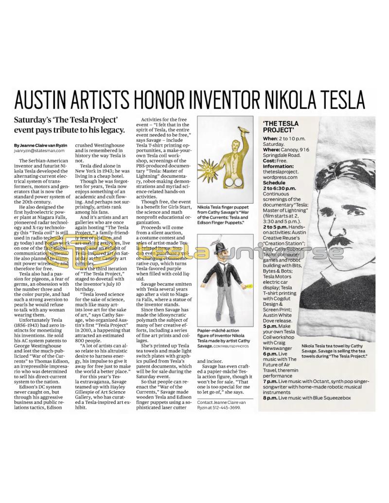 Preview of Austin Artists Honor Inventor Nikola Tesla article