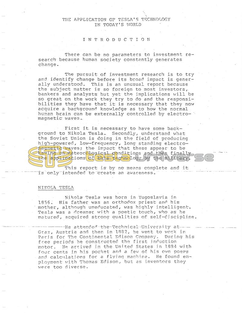 The Application of Tesla's Technology in Today's World - Page 1