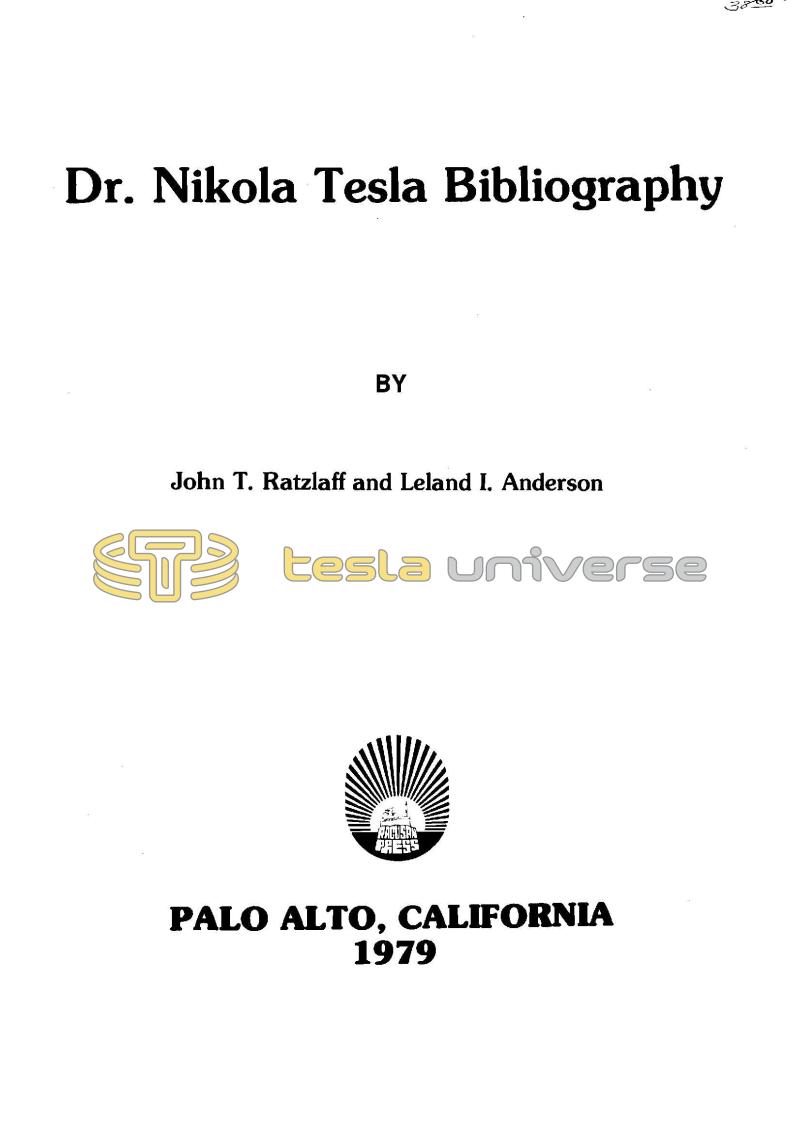 Dr. Nikola Tesla Bibliography - Page i