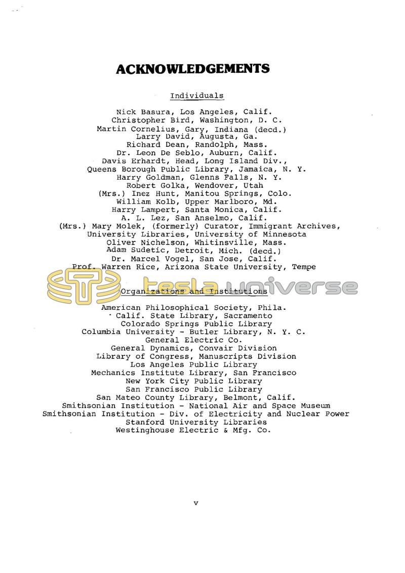 Dr. Nikola Tesla Bibliography - Page v