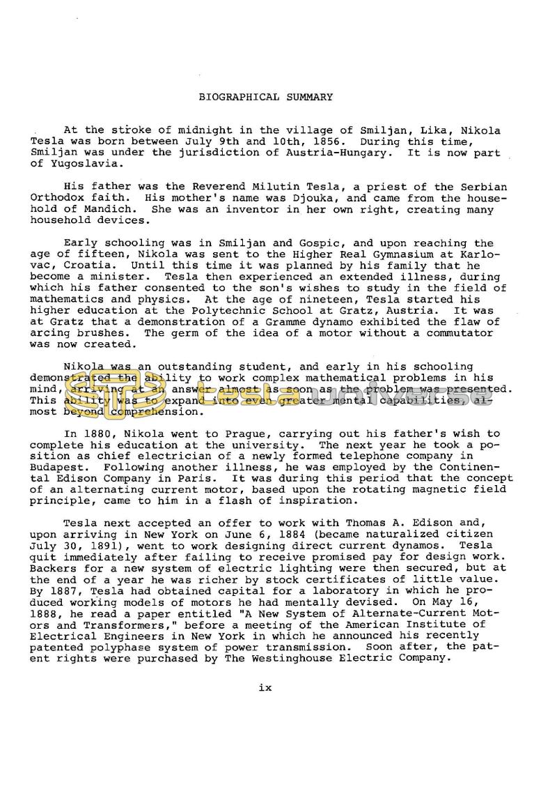 Dr. Nikola Tesla Bibliography - Page ix