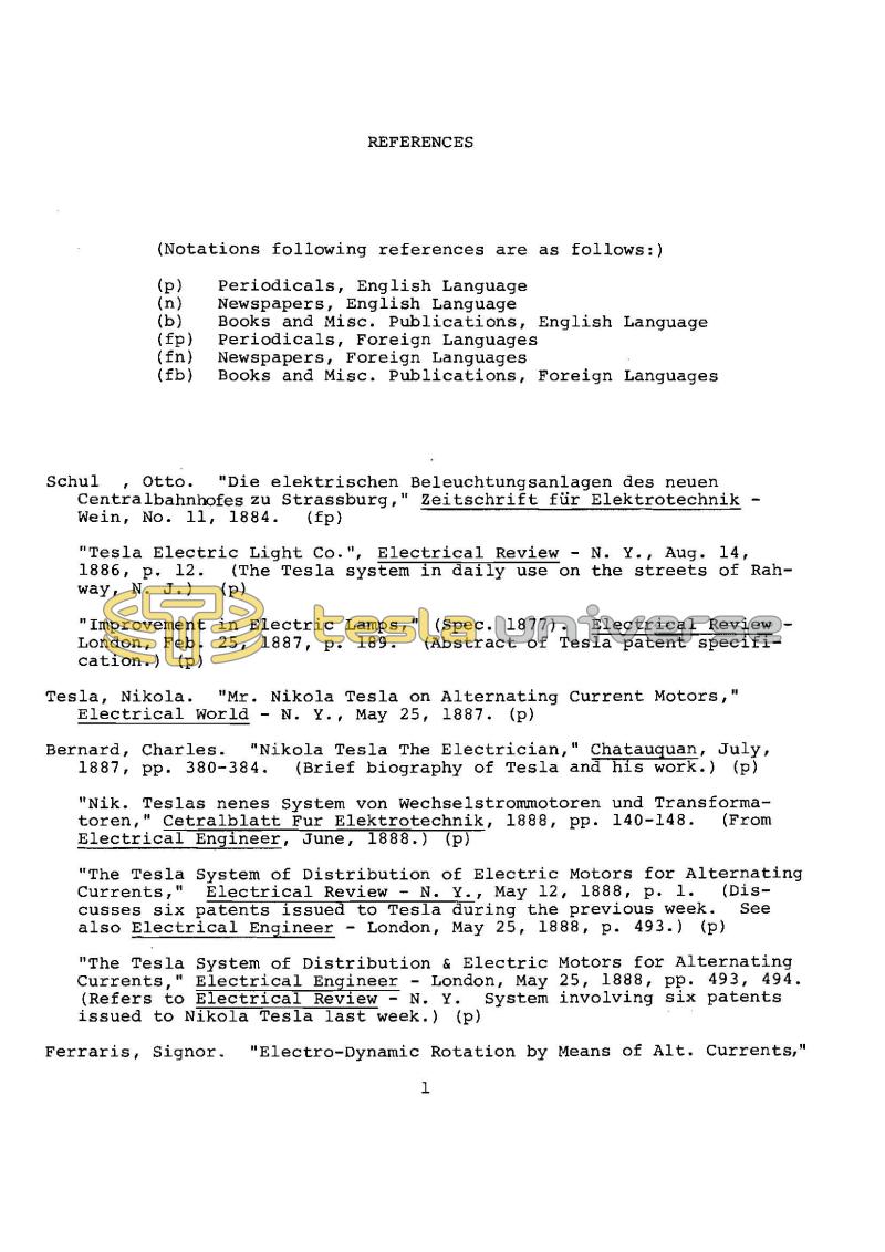 Dr. Nikola Tesla Bibliography - Page 1