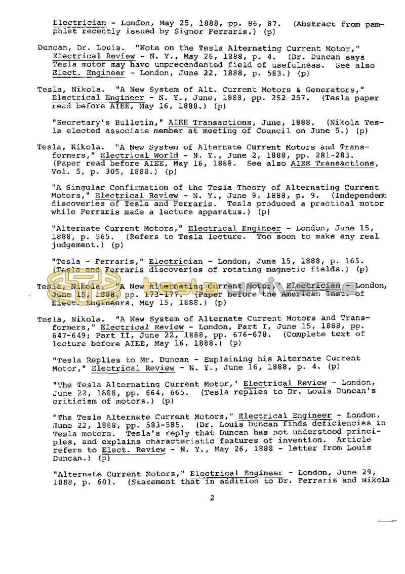Dr. Nikola Tesla Bibliography - Page 2