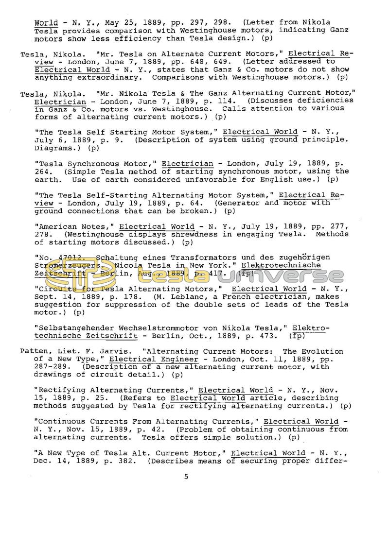 Dr. Nikola Tesla Bibliography - Page 5