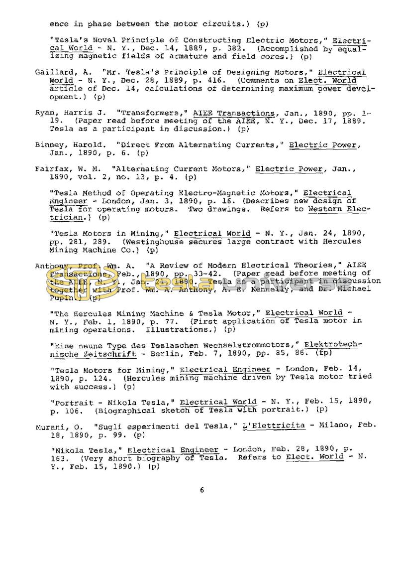 Dr. Nikola Tesla Bibliography - Page 6