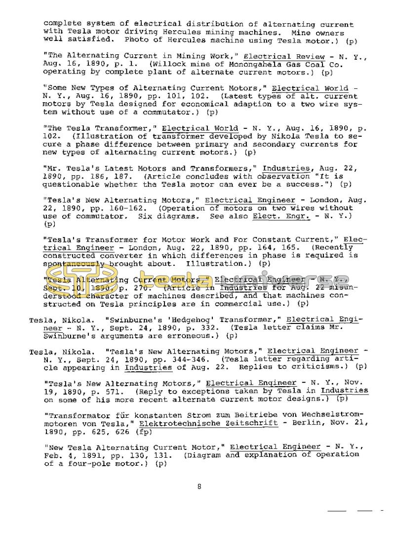 Dr. Nikola Tesla Bibliography - Page 8