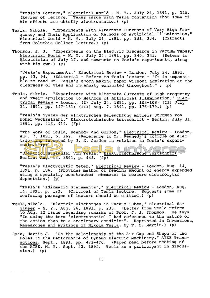 Dr. Nikola Tesla Bibliography - Page 13