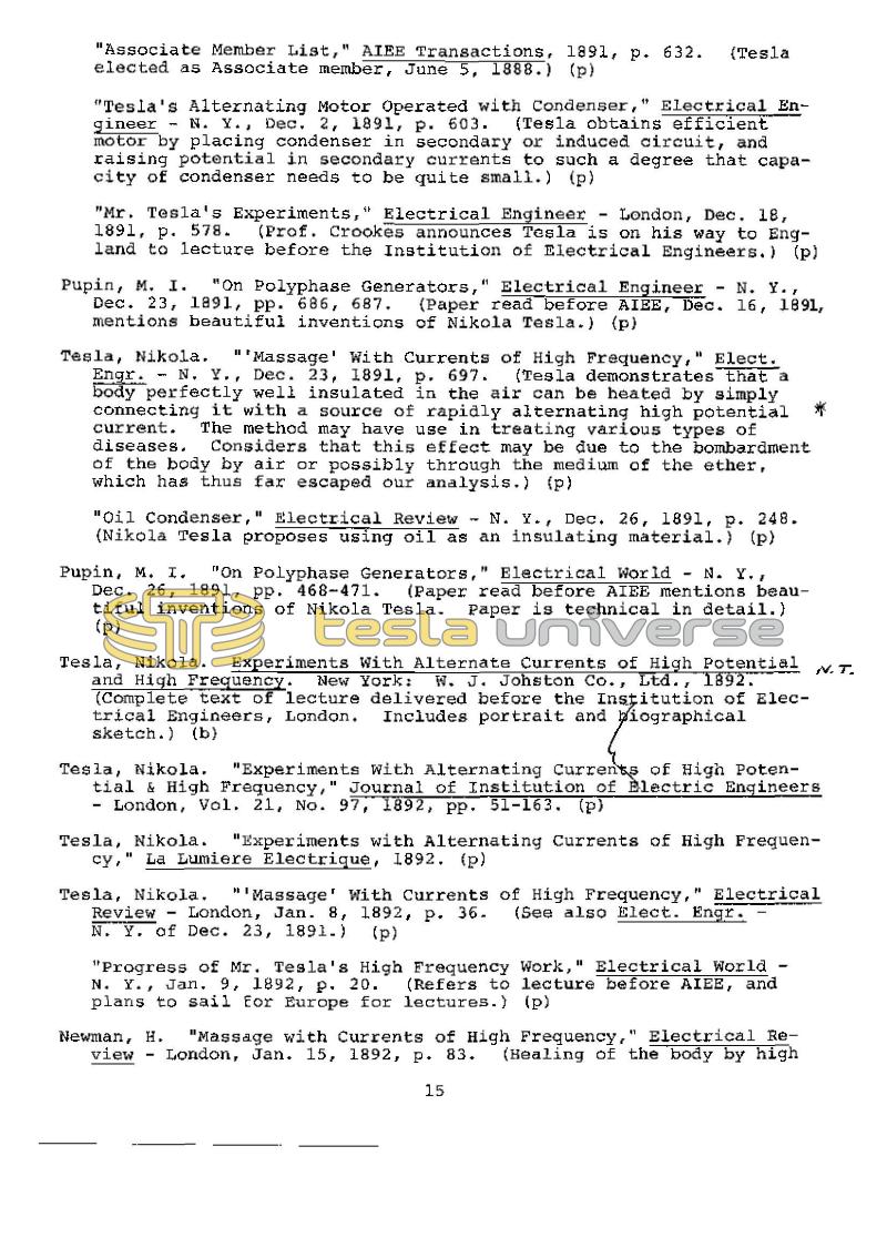 Dr. Nikola Tesla Bibliography - Page 15