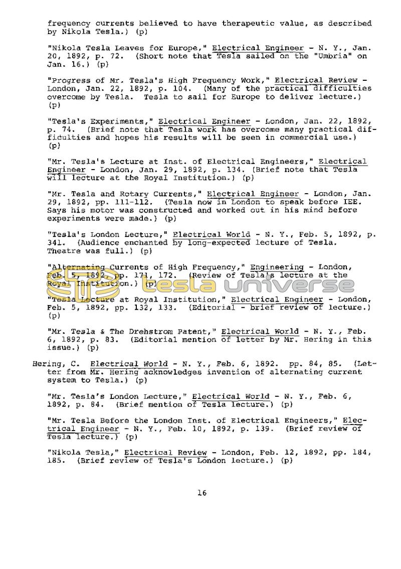 Dr. Nikola Tesla Bibliography - Page 16