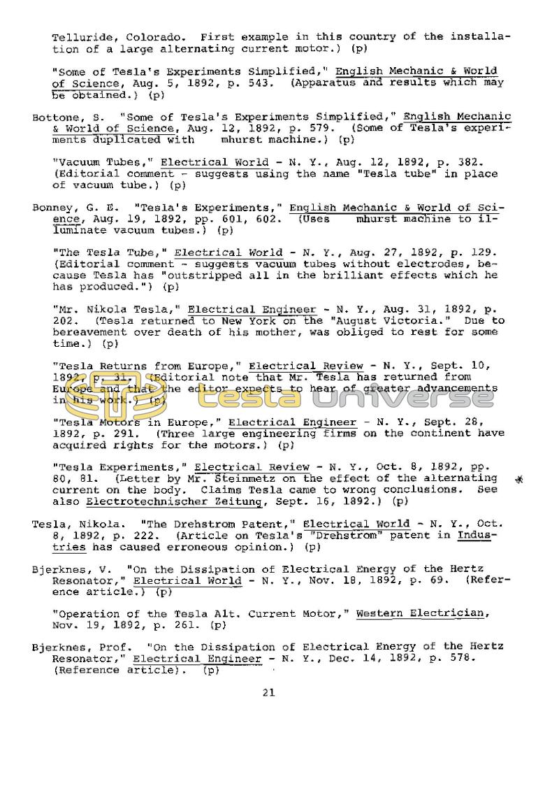 Dr. Nikola Tesla Bibliography - Page 21