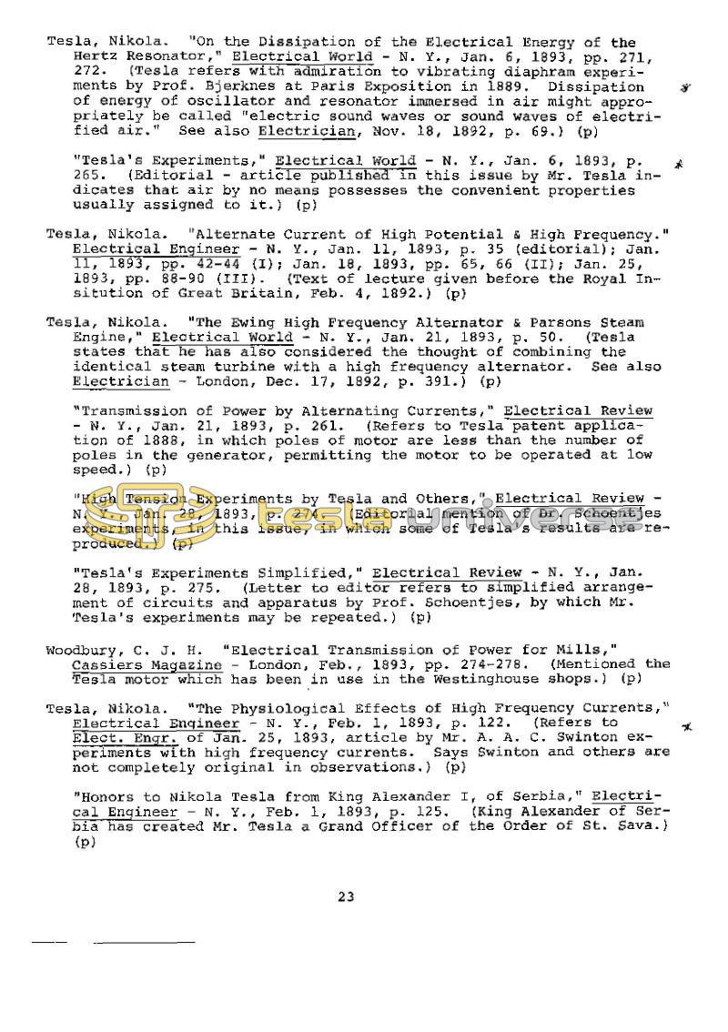 Dr. Nikola Tesla Bibliography - Page 23