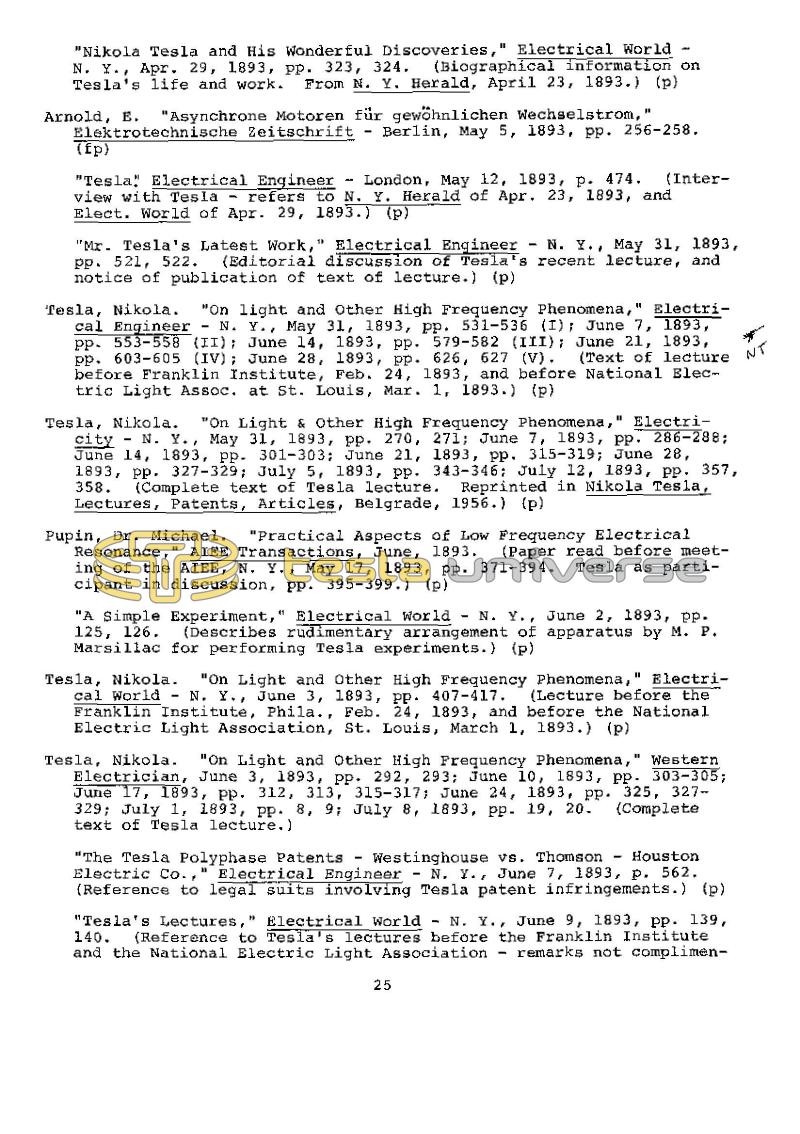 Dr. Nikola Tesla Bibliography - Page 25