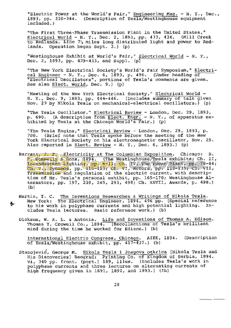 Dr. Nikola Tesla Bibliography - Page 28