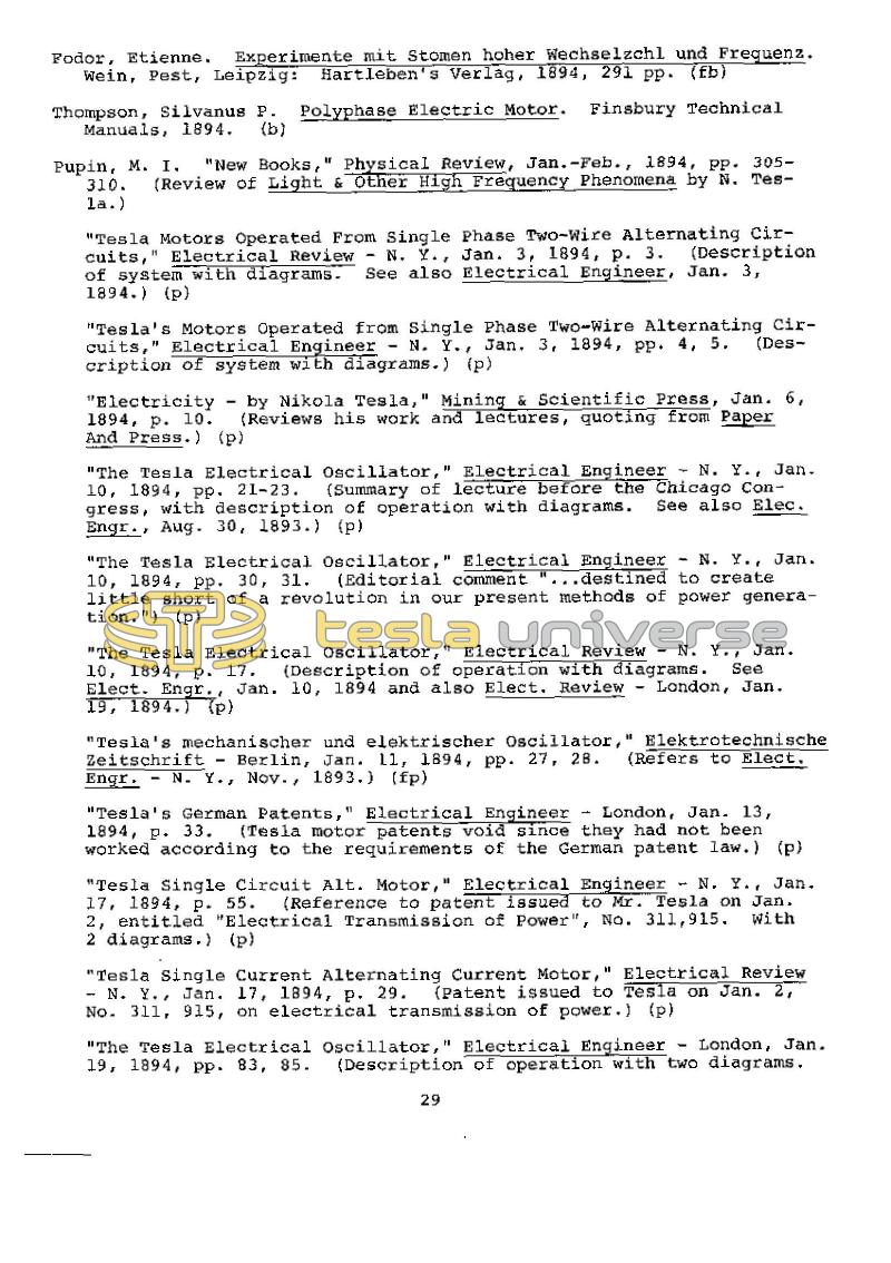 Dr. Nikola Tesla Bibliography - Page 29
