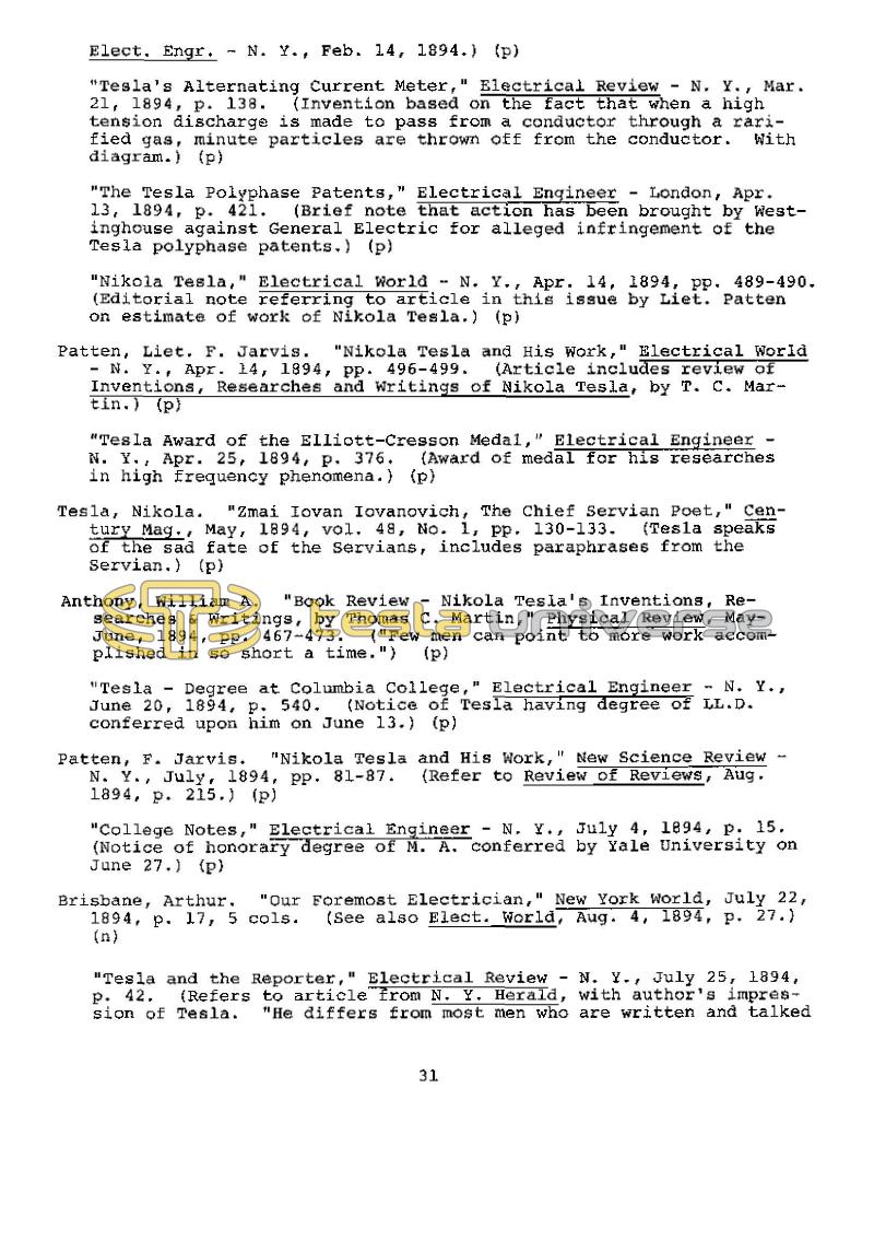 Dr. Nikola Tesla Bibliography - Page 31
