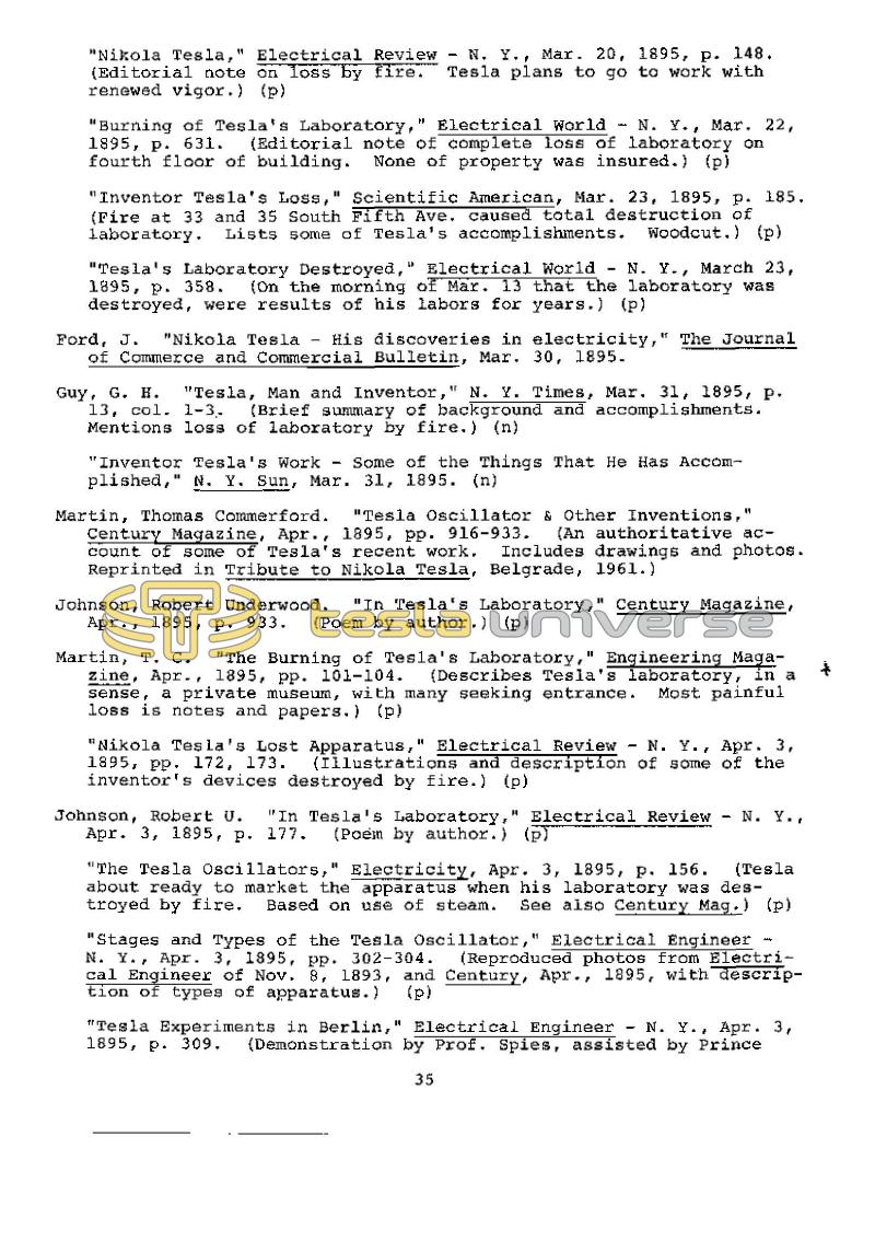 Dr. Nikola Tesla Bibliography - Page 35