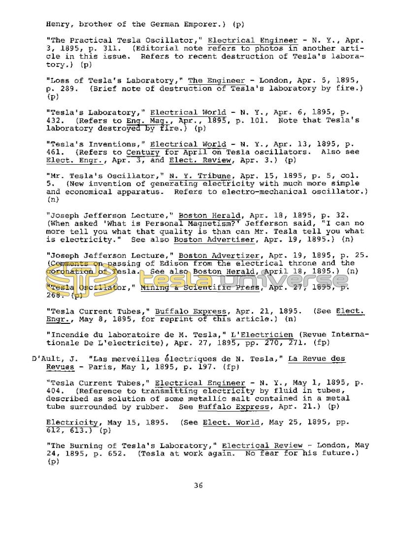 Dr. Nikola Tesla Bibliography - Page 36