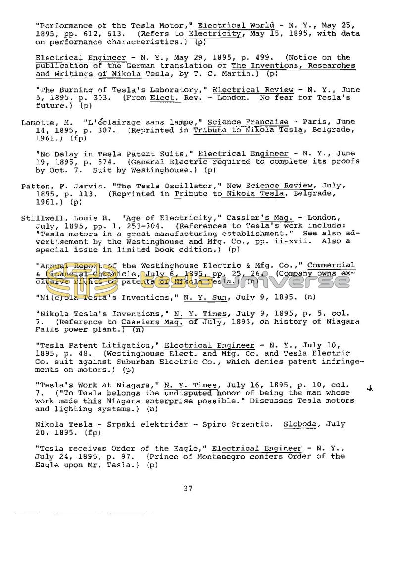 Dr. Nikola Tesla Bibliography - Page 37